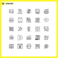 Pack of 25 creative Lines of life sugar shop cookie rice Editable Vector Design Elements