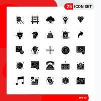 Universal Icon Symbols Group of 25 Modern Solid Glyphs of light idea cloud develop download Editable Vector Design Elements