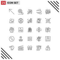 Modern Set of 25 Lines and symbols such as person graph graph magnifying avatar wind Editable Vector Design Elements