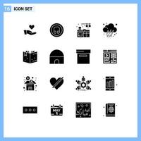 Set of 16 Modern UI Icons Symbols Signs for education weather ui prediction journalist Editable Vector Design Elements