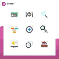 Universal Icon Symbols Group of 9 Modern Flat Colors of find medical search hospital office Editable Vector Design Elements