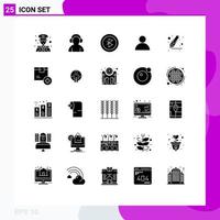 Universal Icon Symbols Group of 25 Modern Solid Glyphs of box marker connection highlighter user Editable Vector Design Elements