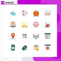 16 Flat Color concept for Websites Mobile and Apps e honeymoon fruit heart vegetables Editable Pack of Creative Vector Design Elements