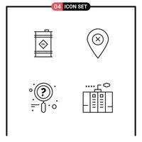 Mobile Interface Line Set of 4 Pictograms of barrel research toxic navigation electricity Editable Vector Design Elements