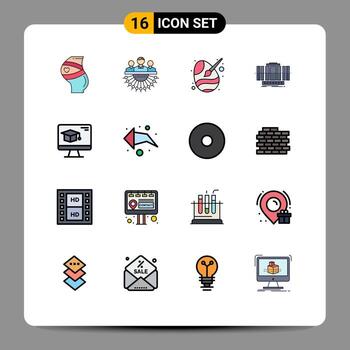 conjunto de pictogramas de 16 líneas llenas de colores planos simples de gestión de turbinas de eje pintura pascua elementos de diseño de vectores creativos editables