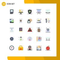 Universal Icon Symbols Group of 25 Modern Flat Colors of presentation easel gdpr board security Editable Vector Design Elements