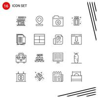 16 Thematic Vector Outlines and Editable Symbols of listing filing search check fire Editable Vector Design Elements