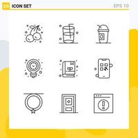 Modern Set of 9 Outlines Pictograph of garden light bulb american light energy Editable Vector Design Elements