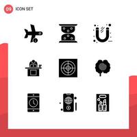 9 User Interface Solid Glyph Pack of modern Signs and Symbols of person computer business business tool Editable Vector Design Elements