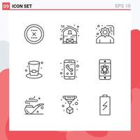 Universal Icon Symbols Group of 9 Modern Outlines of app wine thanksgiving drink service planning Editable Vector Design Elements