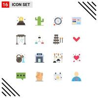 Universal Icon Symbols Group of 16 Modern Flat Colors of gym rings timer id profile Editable Pack of Creative Vector Design Elements