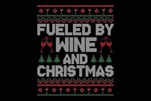 Fueled by wine and Christmas t-shirt design vector