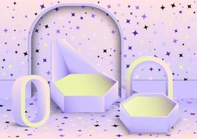 Background vector 3d pink pastel rendering with podium products, The stand for awards and products.