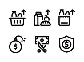conjunto simple de iconos de línea de vector relacionados con la economía de mercado