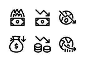 conjunto simple de iconos de línea de vector relacionados con la economía de mercado