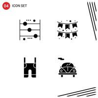 Group of 4 Modern Solid Glyphs Set for abacus baby counting decoration clothes Editable Vector Design Elements