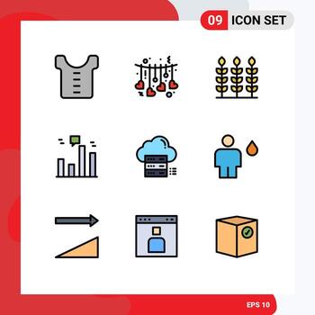 conjunto de 9 iconos modernos de la interfaz de usuario símbolos signos para la nube en línea gracias a los elementos de diseño vectorial editables del gráfico severo vector