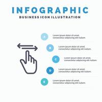 Finger Gestures Hand Left Right Line icon with 5 steps presentation infographics Background vector