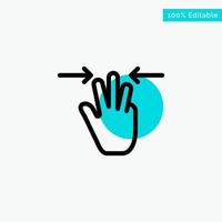 Gestures Hand Mobile Three Fingers turquoise highlight circle point Vector icon