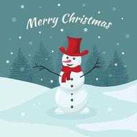 tarjeta de feliz navidad con la imagen de un muñeco de nieve vector