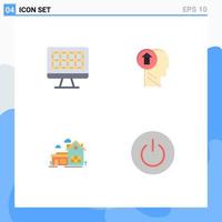 Modern Set of 4 Flat Icons Pictograph of computer home arrow knowledge space Editable Vector Design Elements