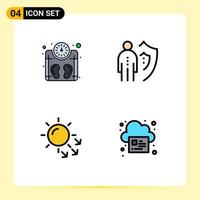 Set of 4 Modern UI Icons Symbols Signs for machine dermatology weight man skin Editable Vector Design Elements