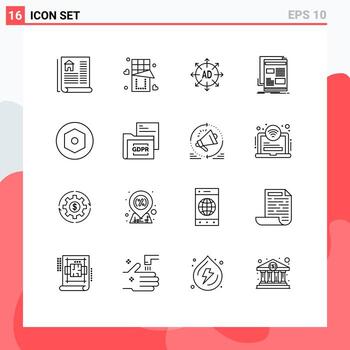 paquete de interfaz de usuario de 16 esquemas básicos de elementos de diseño de vectores editables para boletines informativos de envío de papel de nuez