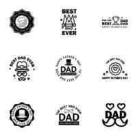 9 Black Happy Fathers Day Design Collection A set of twelve brown colored vintage style Fathers Day Designs on light background Editable Vector Design Elements