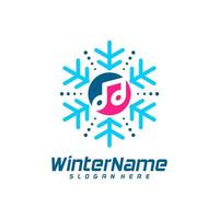 Winter Music logo template, Winter logo design vector