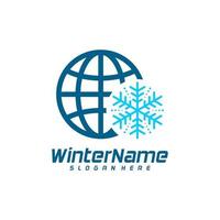 Winter World logo template, Winter logo design vector