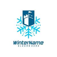 Winter castle logo template, castle Winter logo design vector