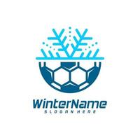 Winter Soccer logo template, Football Winter logo design vector