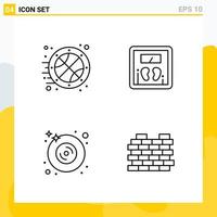 Collection of 4 Universal Line Icons. Icon Set for Web and Mobile. vector