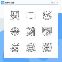 iconos de estilo moderno de 9 líneas. símbolos de contorno para uso general. signo de icono de línea creativa aislado sobre fondo blanco. Paquete de 9 iconos. vector