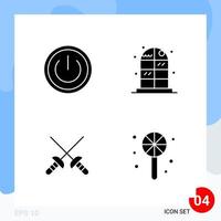 Modern Pack of 4 Icons. Solid Glyph Symbols isolated on White Backgound for Website designing vector