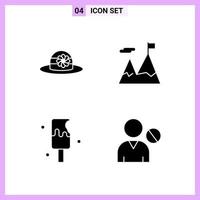 4 Icons in Solid Style. Glyph Symbols on White Background. Creative Vector Signs for Web mobile and Print.