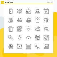 colección de 25 iconos de líneas universales. conjunto de iconos para web y móvil. vector