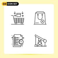 4 Creative Icons for Modern website design and responsive mobile apps. 4 Outline Symbols Signs on White Background. 4 Icon Pack. vector