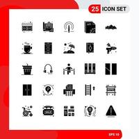 Editable Vector Line Pack of 25 Simple Solid Glyphs of software coding drawing app tools Editable Vector Design Elements