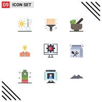 Set of 9 Modern UI Icons Symbols Signs for computer light herbal success man Editable Vector Design Elements