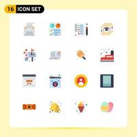 16 User Interface Flat Color Pack of modern Signs and Symbols of letter school report real estate pen Editable Pack of Creative Vector Design Elements