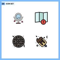 Mobile Interface Filledline Flat Color Set of 4 Pictograms of merroir fast food heard warning fast food Editable Vector Design Elements