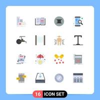 Modern Set of 16 Flat Colors and symbols such as rickshaw seo text search fast Editable Pack of Creative Vector Design Elements