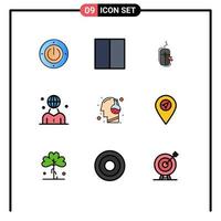 conjunto de 9 iconos de interfaz de usuario modernos símbolos signos para persona ratón internacional compras humanas elementos de diseño vectorial editables vector