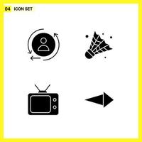 4 Icon Set. Simple Solid Symbols. Glyph Sign on White Background for Website Design Mobile Applications and Print Media. vector