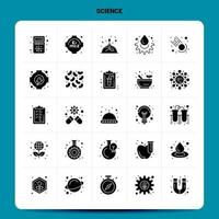 sólido 25 conjunto de iconos de ciencia. conjunto de iconos negros de diseño de estilo de glifo vectorial. ilustración vectorial de diseño de ideas de negocios web y móviles. vector