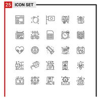 25 iconos creativos signos y símbolos modernos de elementos de diseño de vector editables de bandera de bolsa de meteorito de equipaje de caso