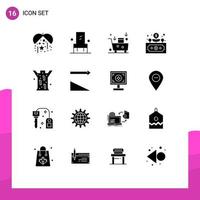 Set of 16 Modern UI Icons Symbols Signs for healthcare grow email campaign finance business Editable Vector Design Elements