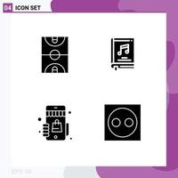 Set of 4 Modern UI Icons Symbols Signs for ball video game book shop Editable Vector Design Elements