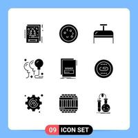 Set of 9 Modern UI Icons Symbols Signs for link party microbe celebration balloons Editable Vector Design Elements